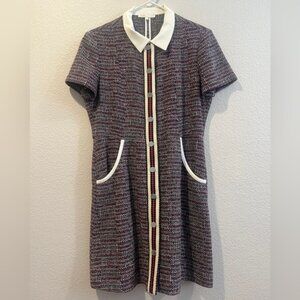 Maje Tweed Casual Dress Collard Short Sleeve